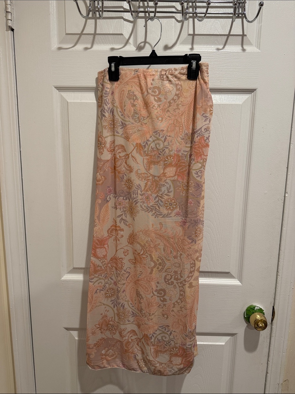 See You Monday Peach Paisley Maxi Skirt
